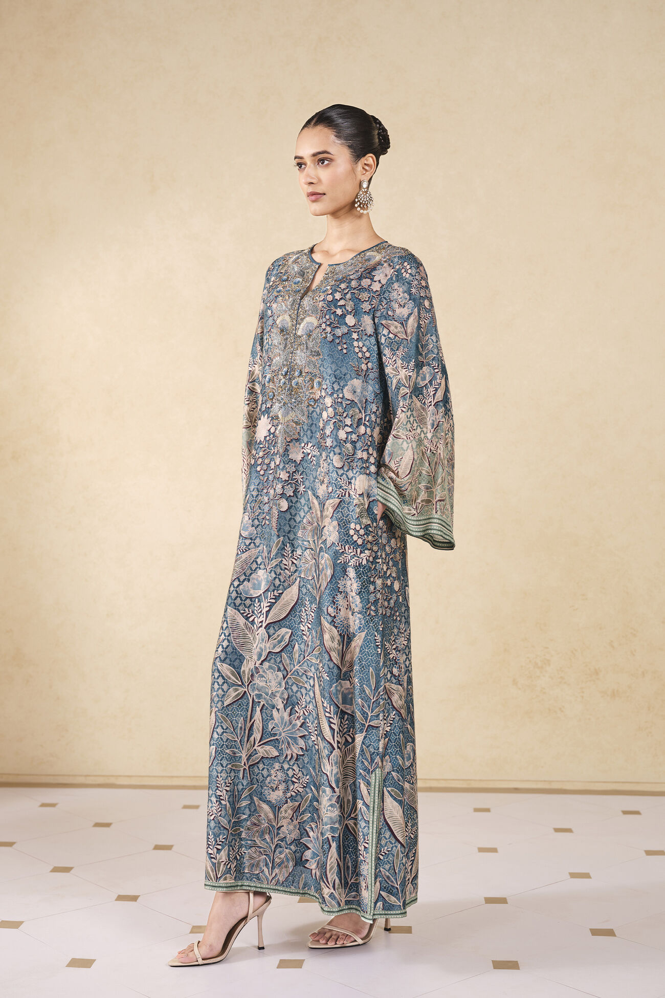 Turaya Silk Kaftan - Powder Blue, Powder Blue, image 2